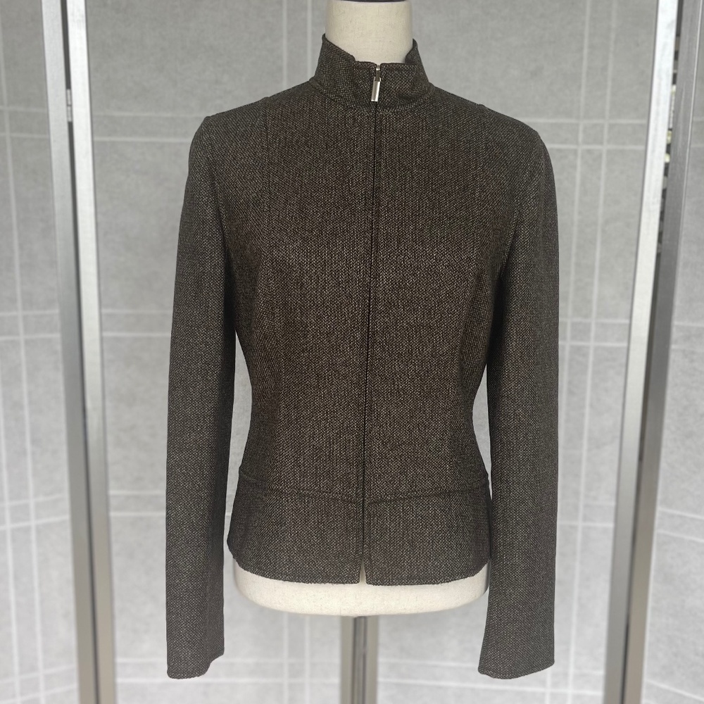 NWOT TAHARI Brown Wool Reversible Jacket sz 6